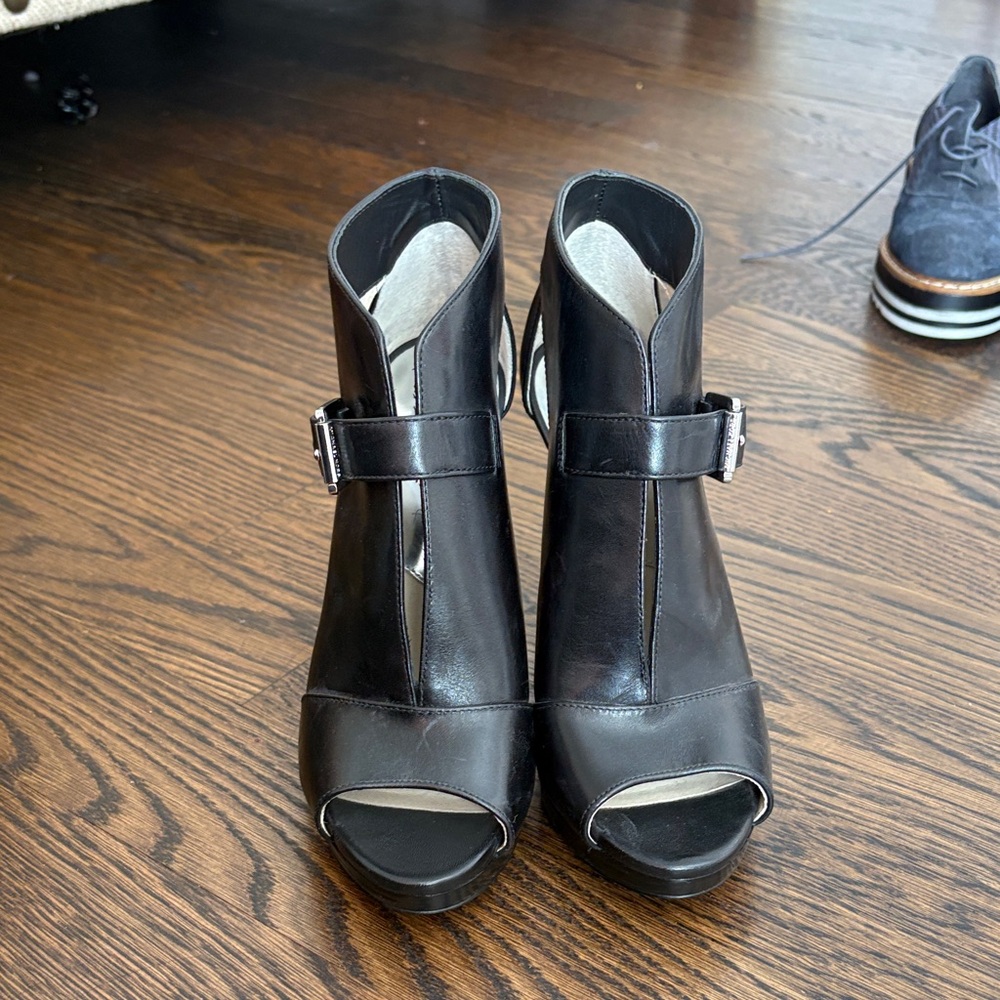 Michael Kors Black Open-Toe Heeled Boots